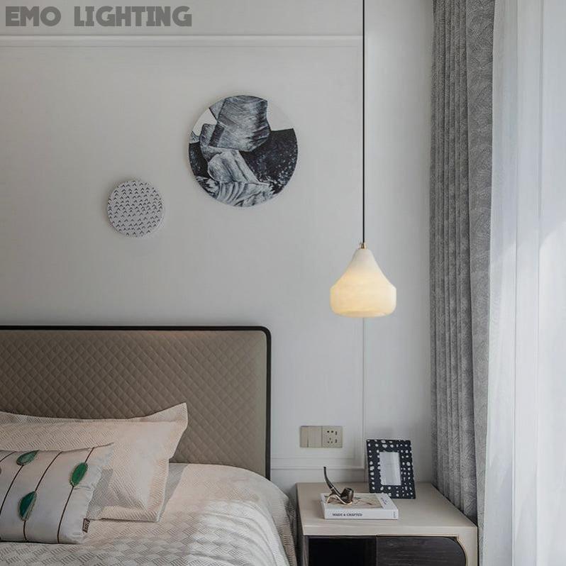 Alabaster Hat Pendant Light Over Nightstand 吊灯 rbrights Style A  