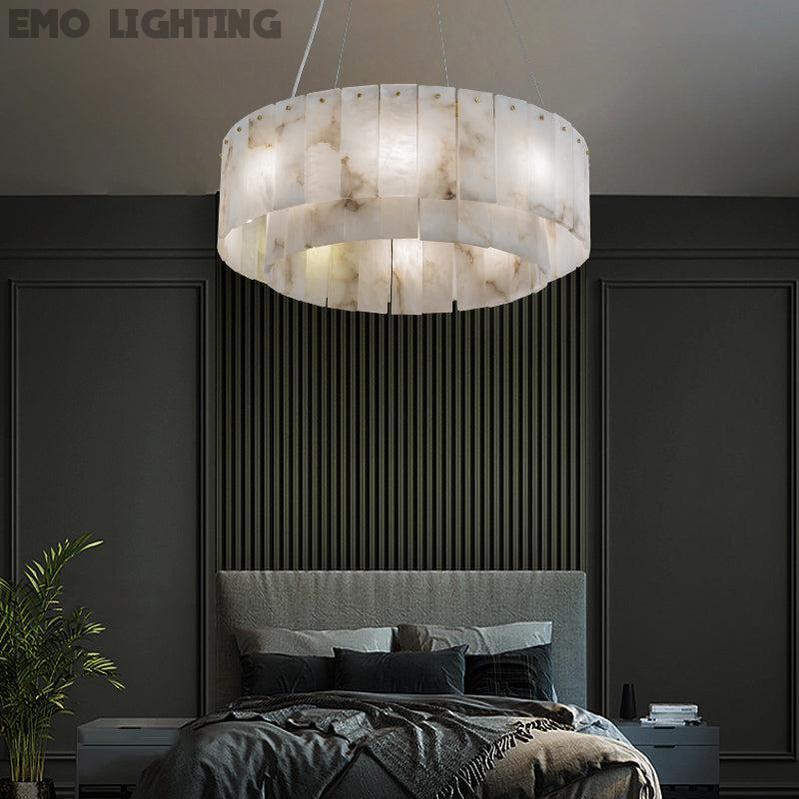 Modern Alabaster 2 tier Round Art Chandelier