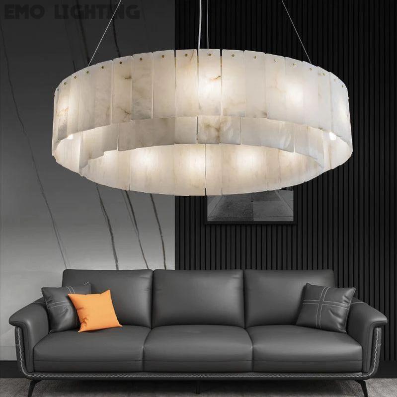 Alabaster Modern Round Chandelier  rbrights 32.3" D  