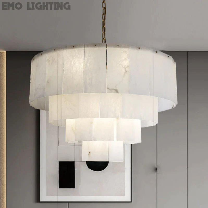 Alabaster Multi-Layer Modern Round Chandelier 31" 吊灯 rbrights   