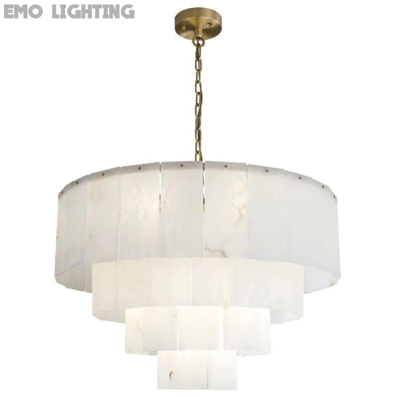 Alabaster Multi-Layer Modern Round Chandelier 31" 吊灯 rbrights   