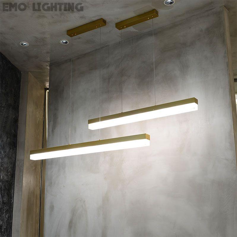 Alabaster Simple Linear Kitchen Island Chandelier 吊灯 rbrights 47.24"L*2.36"W*2.36"H Black 