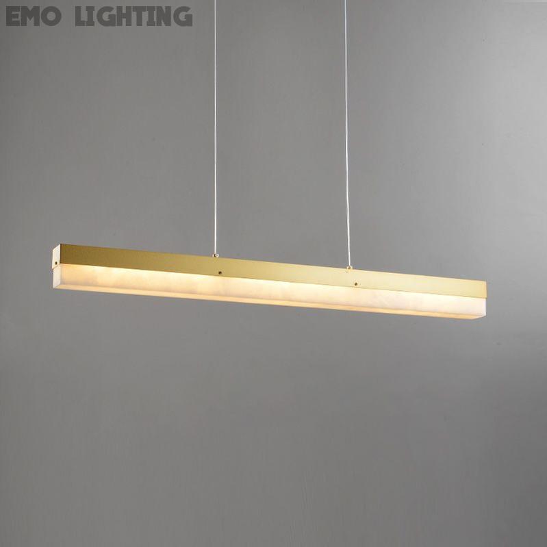 Alabaster Simple Linear Kitchen Island Chandelier 吊灯 rbrights 39.37"L*2.36"W*2.36"H Brass 