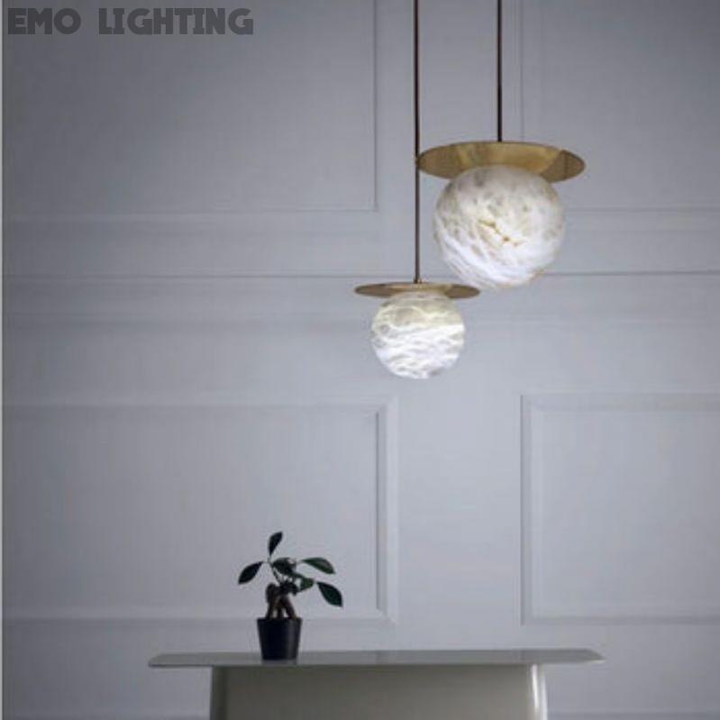 Alabaster Sphere Pendant Light Above Bed 壁灯灯具 rbrights   