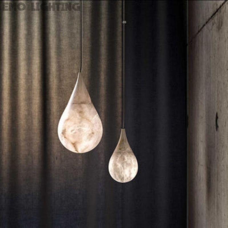 Alabaster Teardrop Single Pendant Light 7"D  rbrights   