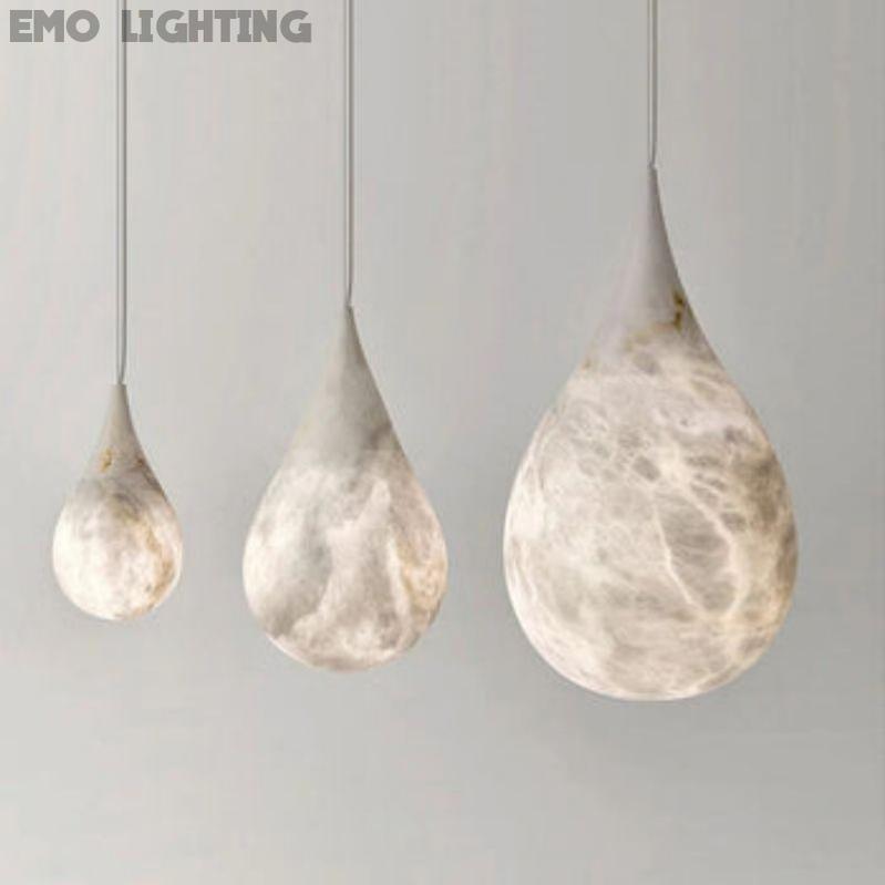 Alabaster Teardrop Single Pendant Light 7"D  rbrights   