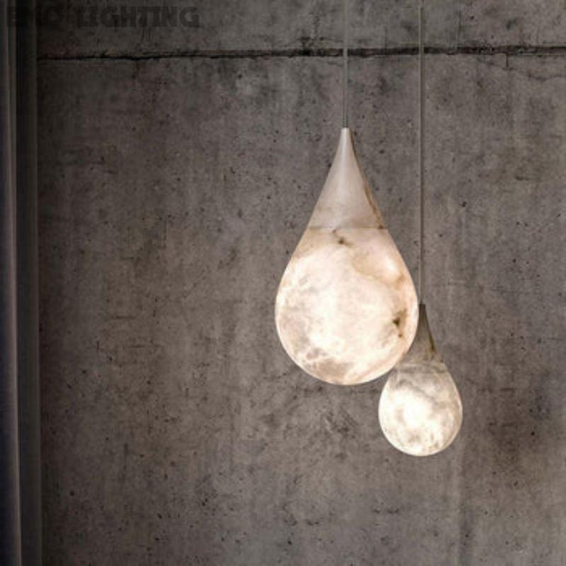 Alabaster Teardrop Single Pendant Light 7"D  rbrights   