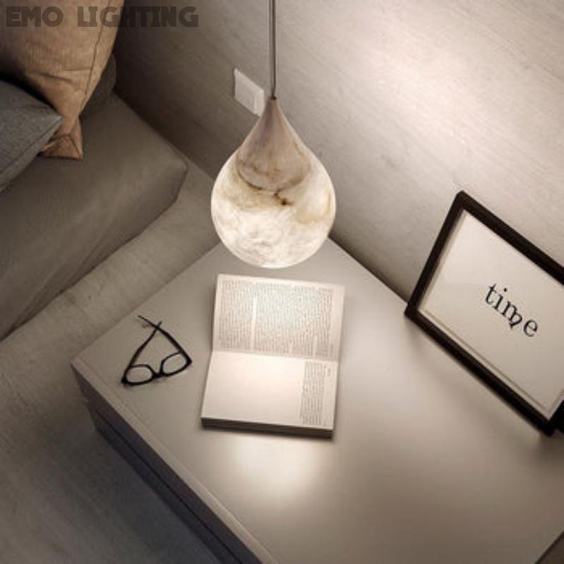 Alabaster Teardrop Single Pendant Light 7"D  rbrights   