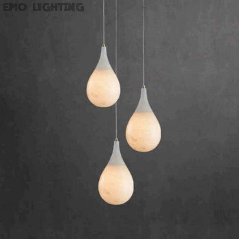 Alabaster Teardrop Single Pendant Light 7"D  rbrights   