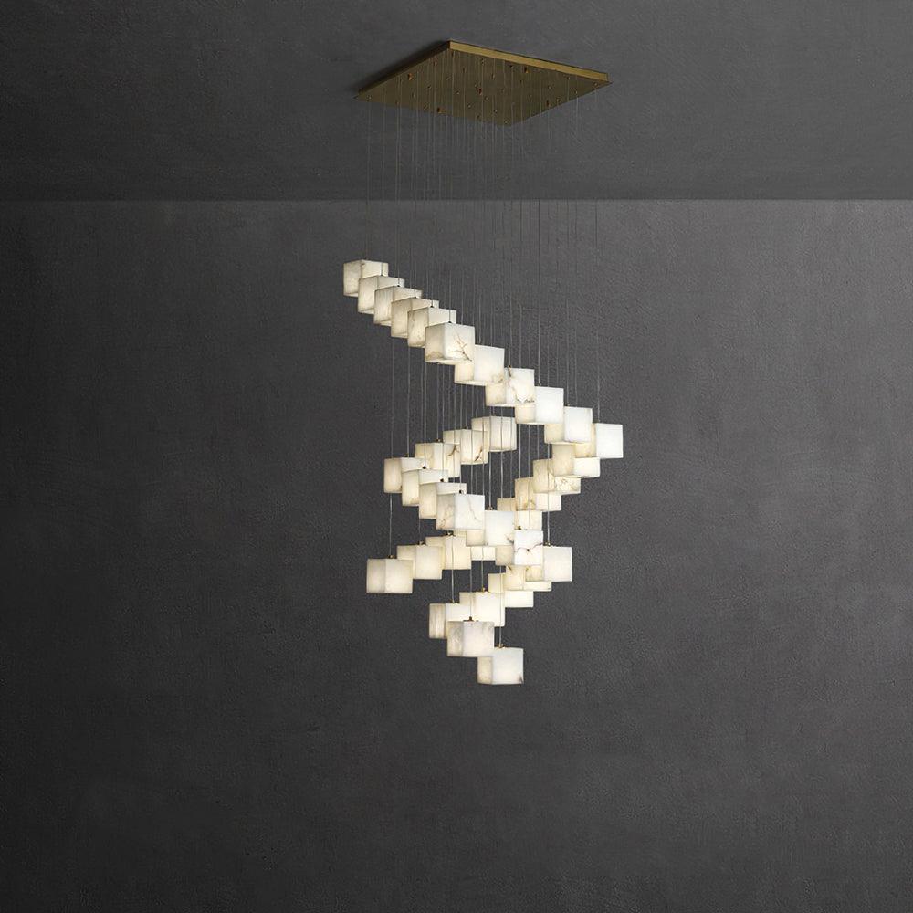 Modern Alabaster Box Pendant Light For Living Room Foyer