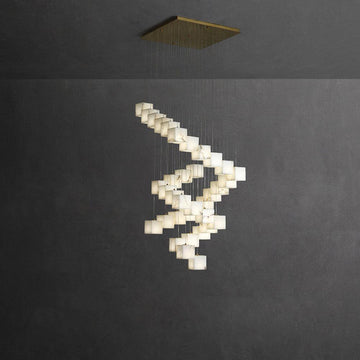 Modern Alabaster Box Pendant Light For Living Room Foyer