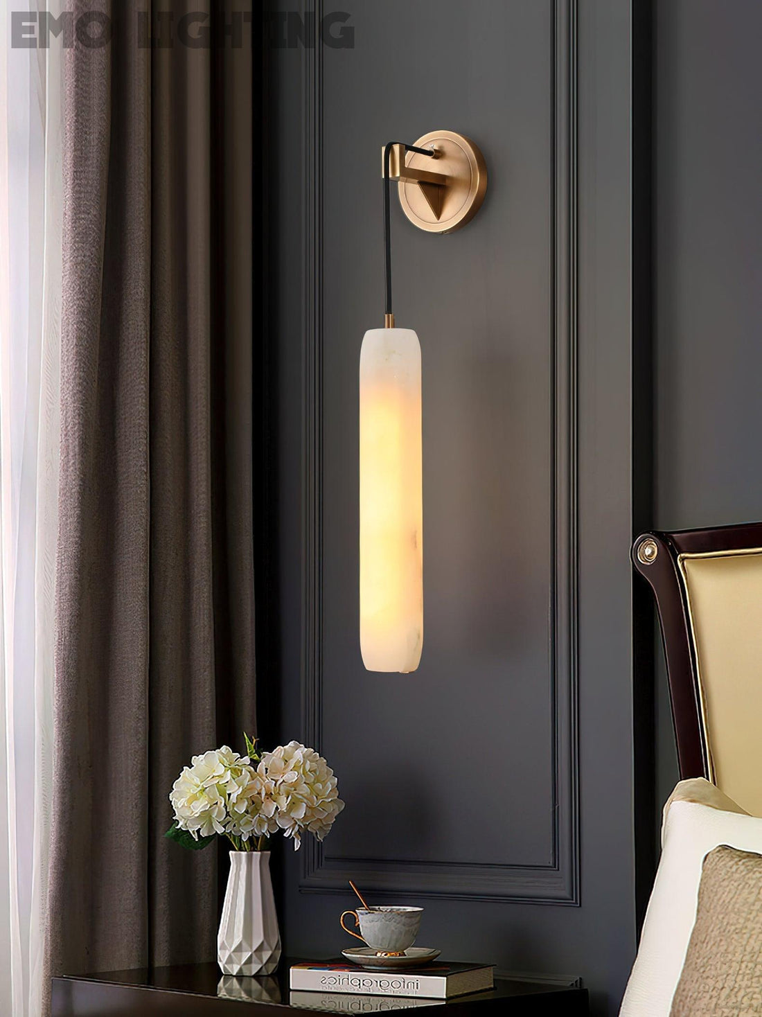 Wrenna Alabaster Flute Wall Lamp