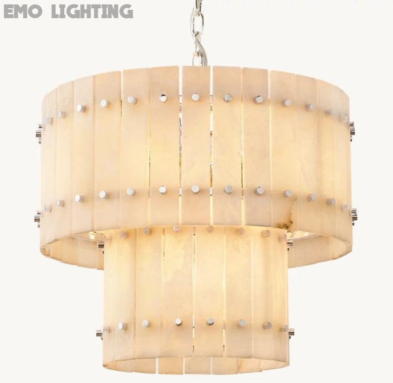 San Marco Alabaster Round 2-Tiered Chandelier - thebelacan