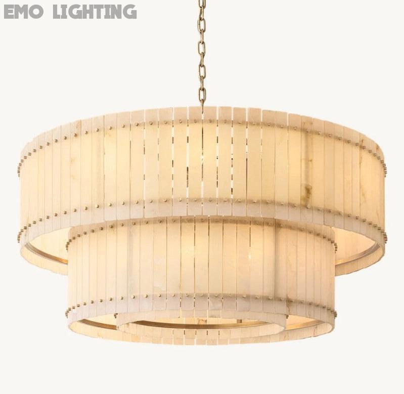 San Marco Alabaster Round 2-Tiered Chandelier - thebelacan