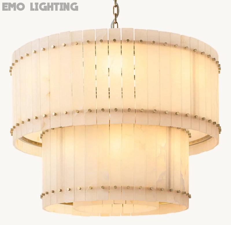 San Marco Alabaster Round 2-Tiered Chandelier - thebelacan
