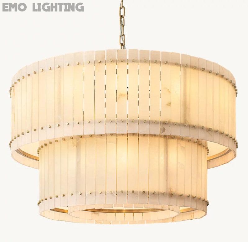 San Marco Alabaster Round 2-Tiered Chandelier - thebelacan