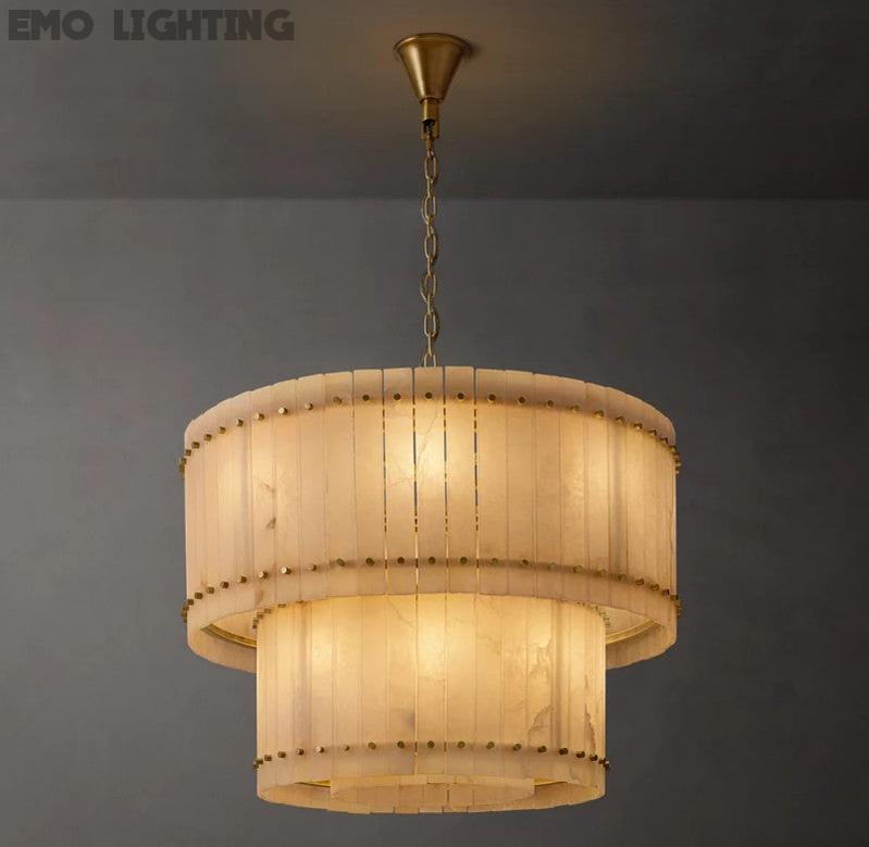 San Marco Alabaster Round 2-Tiered Chandelier - thebelacan