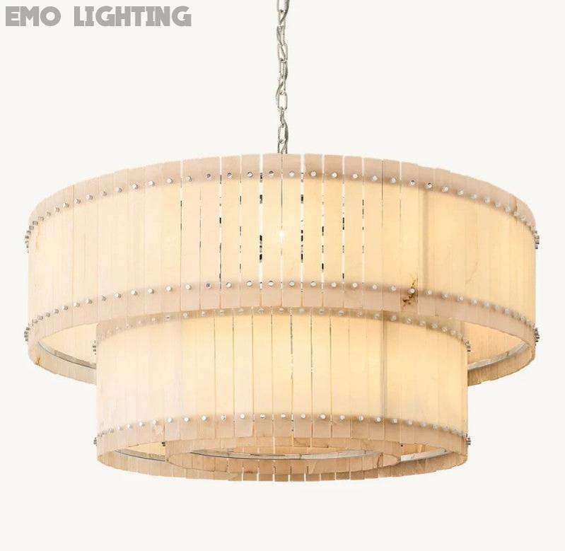 San Marco Alabaster Round 2-Tiered Chandelier - thebelacan