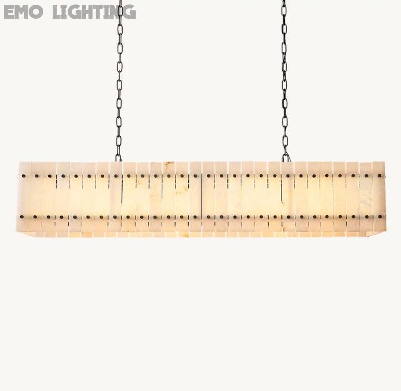 San Marco Alabaster Linear Chandelier 54" 72" - thebelacan