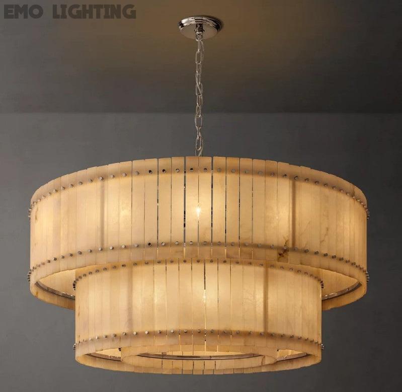 San Marco Alabaster Round 2-Tiered Chandelier - thebelacan