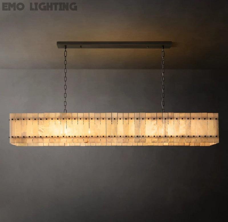 San Marco Alabaster Linear Chandelier 54" 72" - thebelacan