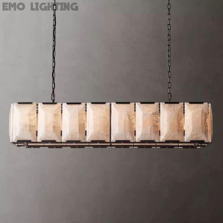 Harlow Calcite Rectangular Chandelier 54"