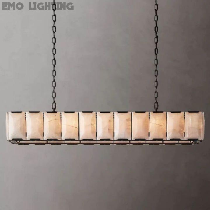 Harlow Calcite Rectangular Chandelier 74"