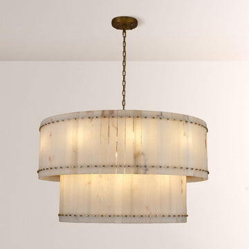 Aurelius Alabaster Round 2-Tiered Chandelier 48‘’