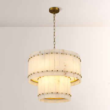 Aurelius Alabaster Round 2-Tiered Chandelier 22‘’