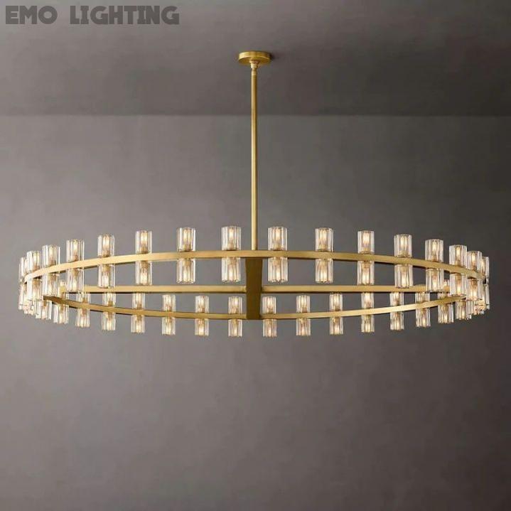 Arcachon Round Glass Chandelier 60" For Living Room