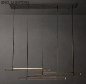 Audubon Triple Bar Linear Crystal Chandelier 60" 72"