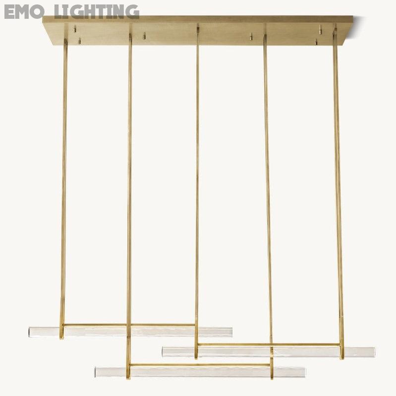 Audubon Triple Bar Linear Crystal Chandelier 60" 72"