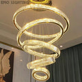 Extra Large Modern Front Entryway Luxurious Chandelier 5 Rings Crystal Gold/ Chrome Finish Ceiling Lamp For Hotel Hallway Entrance Living room