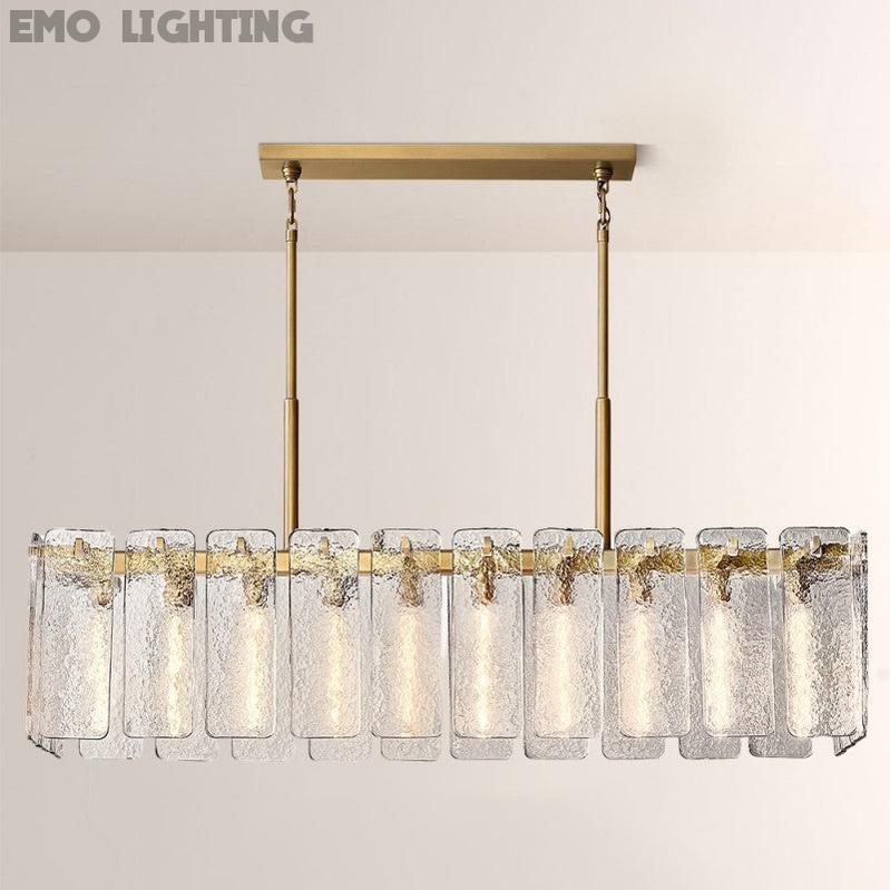 Camette Glass Rectangular Chandelier 60"W