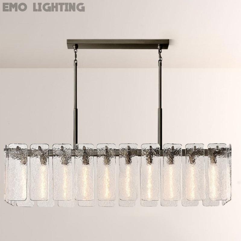 Camette Glass Rectangular Chandelier 60"W