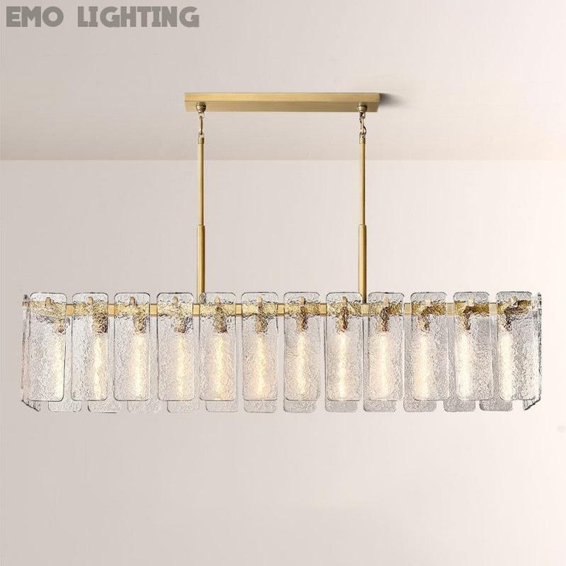 Camette Glass Rectangular Chandelier 72"W