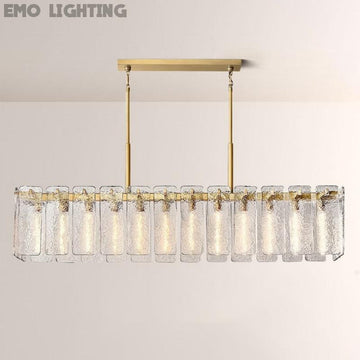 Camette Glass Rectangular Chandelier 72"W