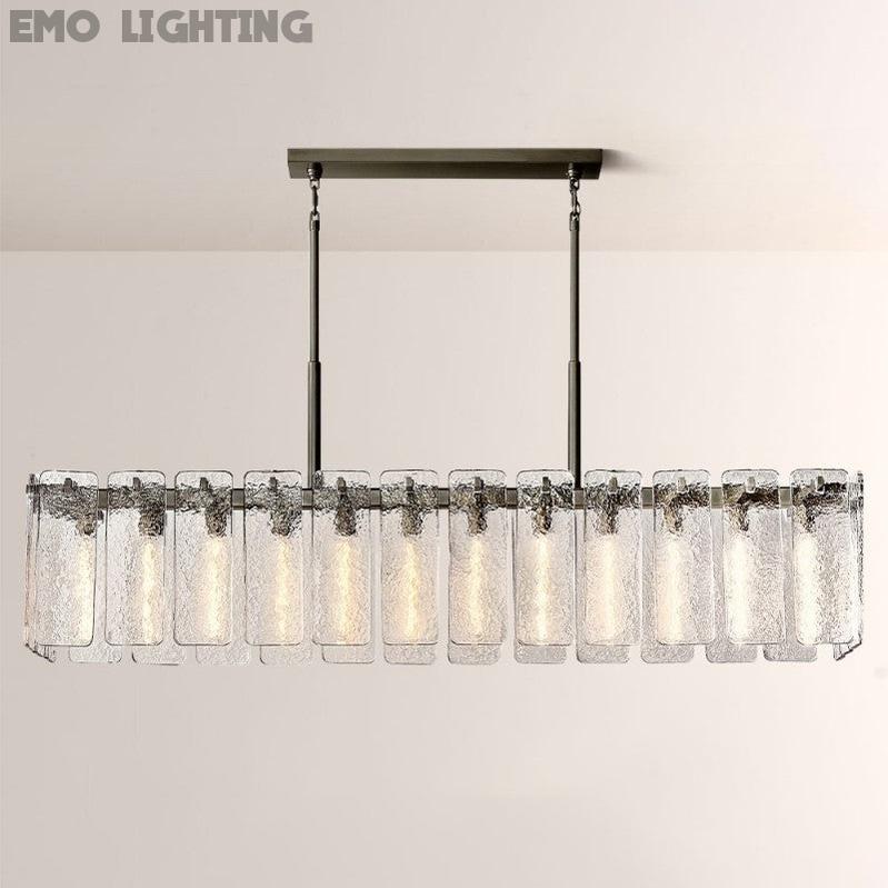 Camette Glass Rectangular Chandelier 72"W
