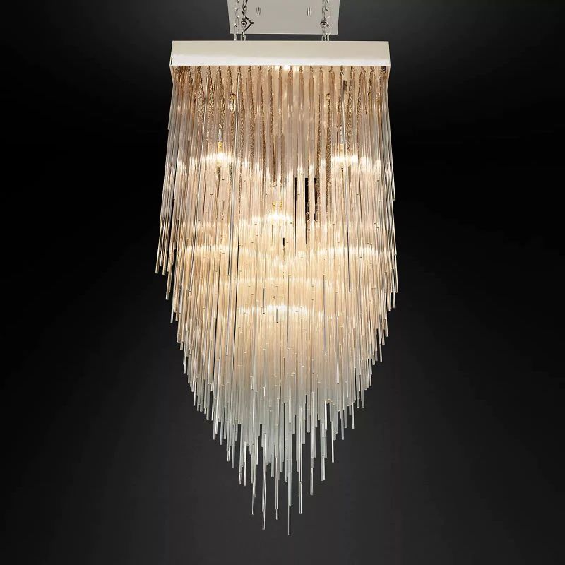 Cascade Crystal Square Chandelier 30"