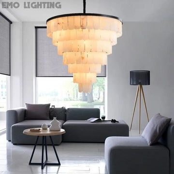 Galadriel Alabaster Modern Multi-Tiered Round Chandelier