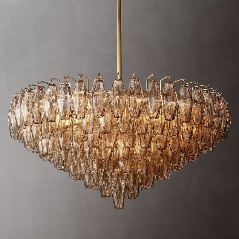 Chiara Smoke Glass Tiered Round Chandelier 37" For Living Room