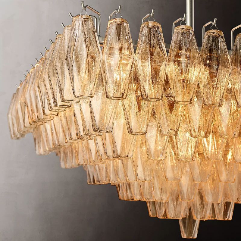 Chiara Clear Glass Square Chandelier 32" For Living Room