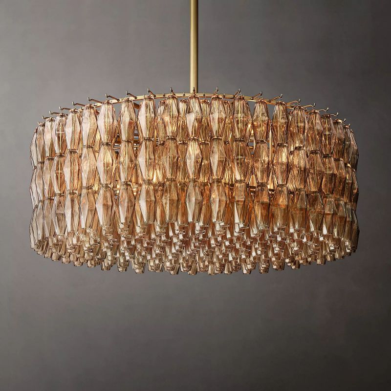 Chiara Smoke Glass Round Chandelier 47" For Living Room