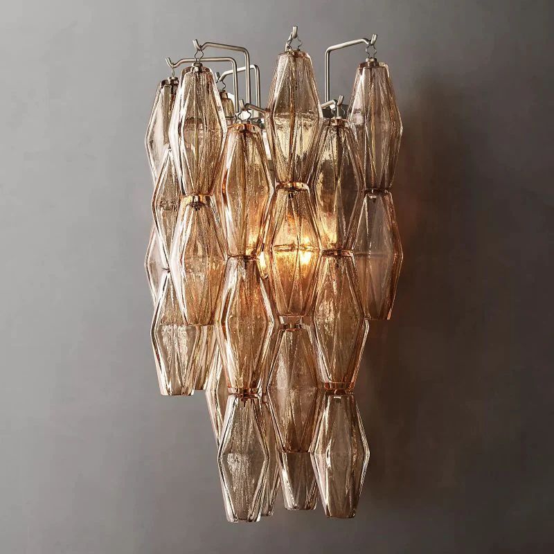 Chiara Smoke Glass Short Bedroom Wall Sconce