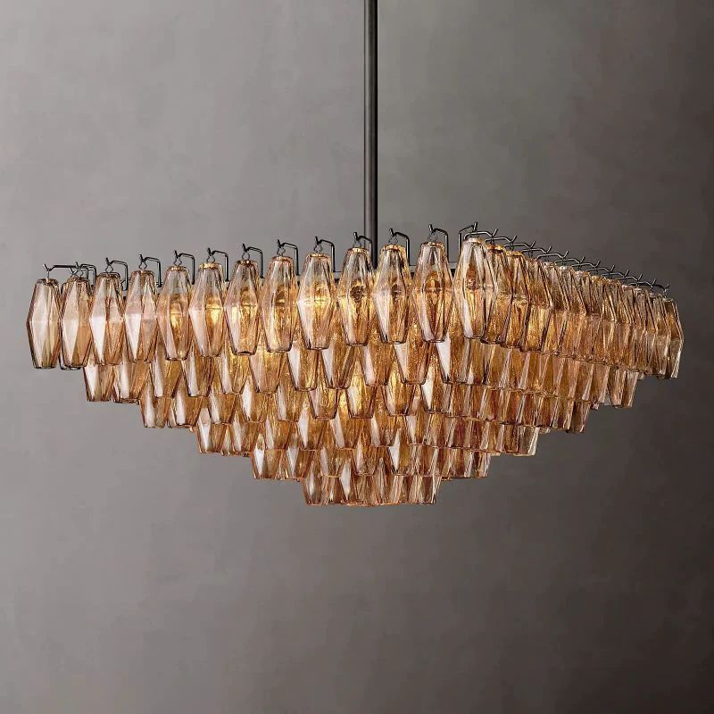 Chiara Smoke Glass Square  Dining Room Chandelier 32"