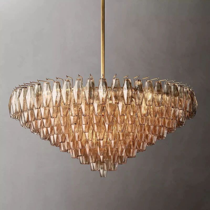 Chiara Smoke Glass Tiered Round Chandelier 47" For Living Room