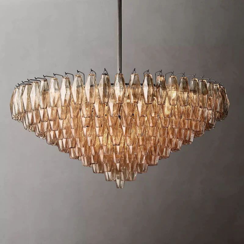 Chiara Smoke Glass Tiered Round Chandelier 47" For Living Room