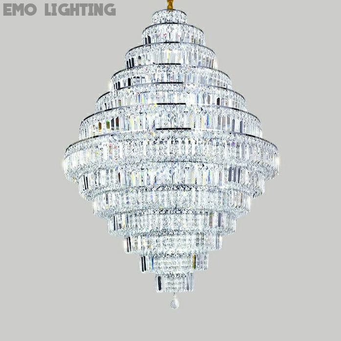 Chrome/ Silver Extra Large Chandelier For Foyer Living Room Staircase Crystal Ceiling Lighting Fixture