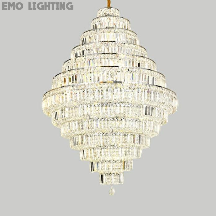 Chrome/ Silver Extra Large Chandelier For Foyer Living Room Staircase Crystal Ceiling Lighting Fixture