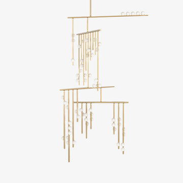 Modern Brass Glass Drop Chandelier